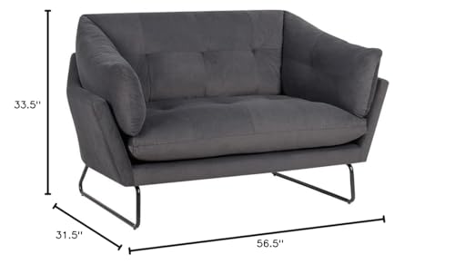 Lilola Home Karla Dark Gray Velvet Contemporary Loveseat